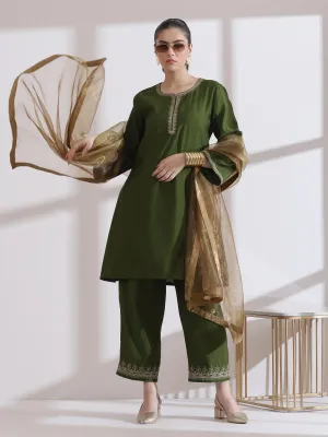 1 Pc Dupatta - Golden Dual Shade Glass Tissue Dupatta