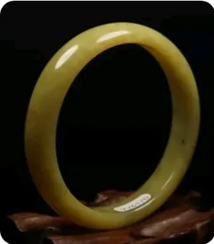 10% OFF- 57/58/59mm Certified Natural Yellow Gold Xiu Jade*A Handcarved Lucky Bracelet Bangle VV6170