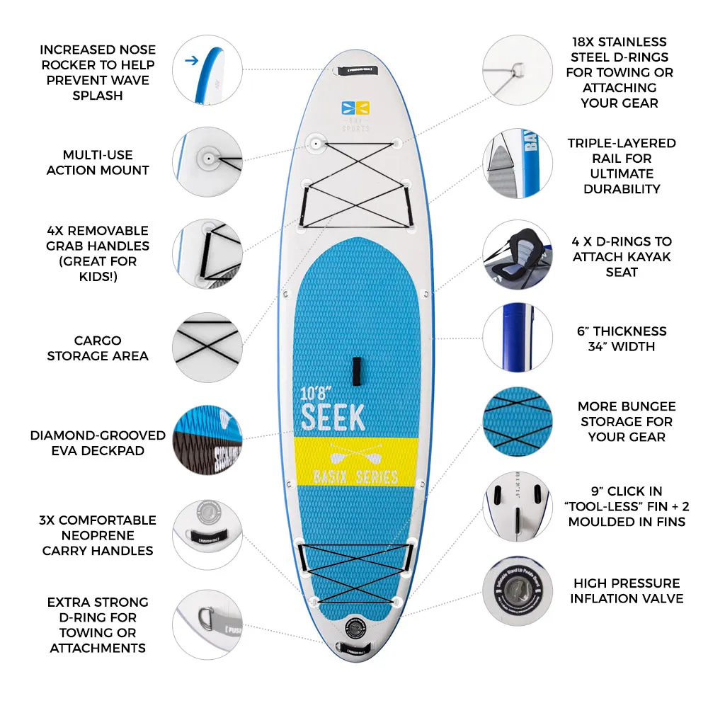 10'8" Seek (BasiX Series) - Inflatable Stand Up Paddle Board Package