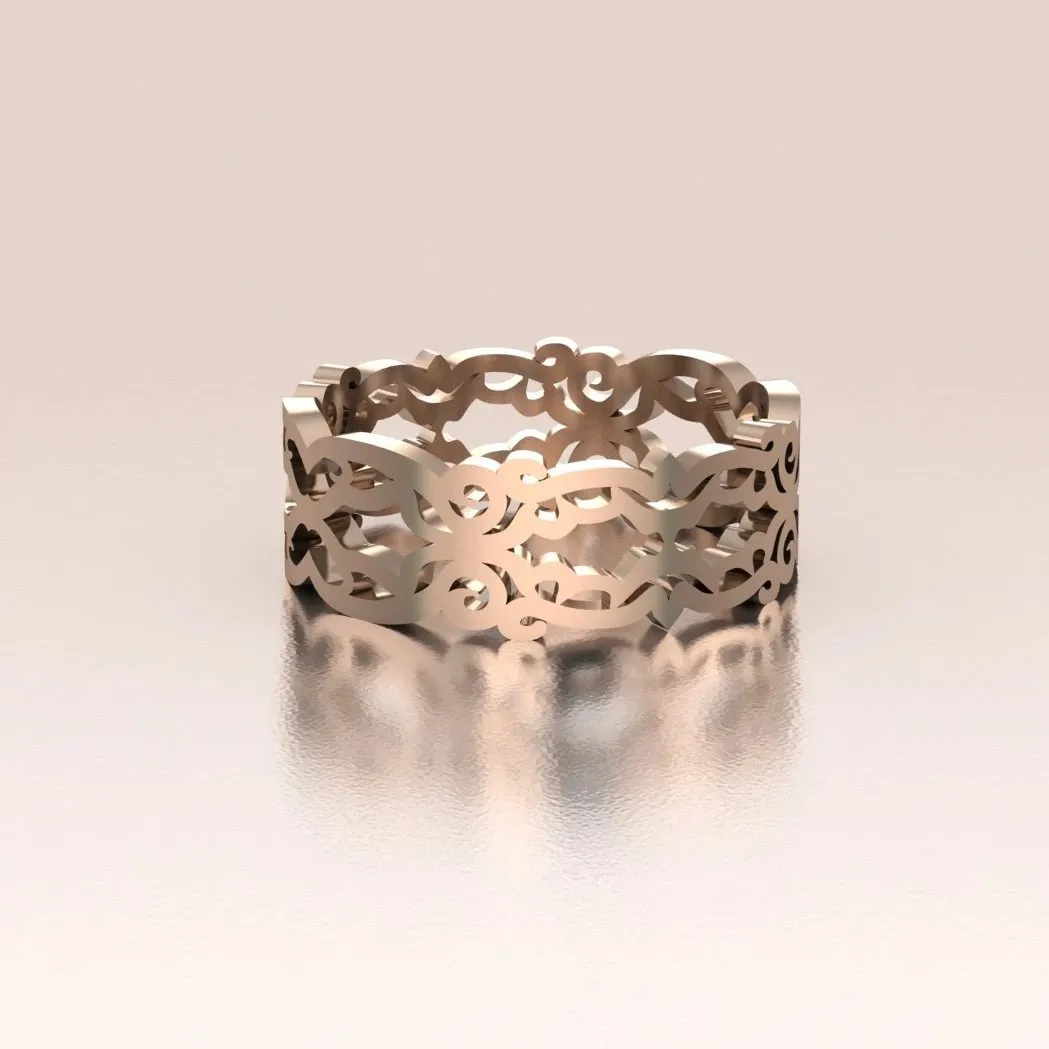 14K Gold Ornate Vintage Lace Band
