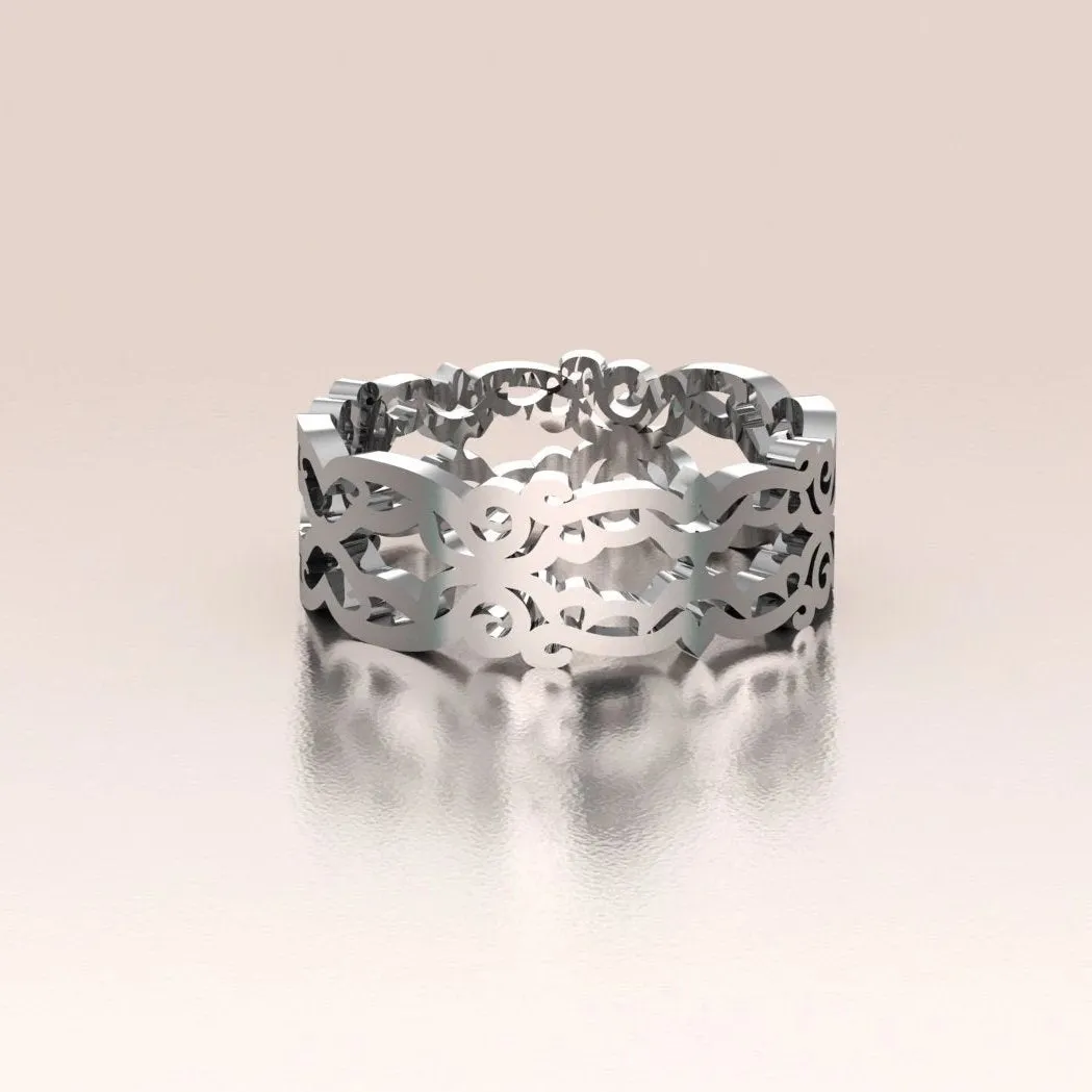 14K Gold Ornate Vintage Lace Band