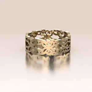 14K Gold Ornate Vintage Lace Band