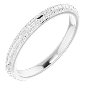 14K White Vintage-Style Band
