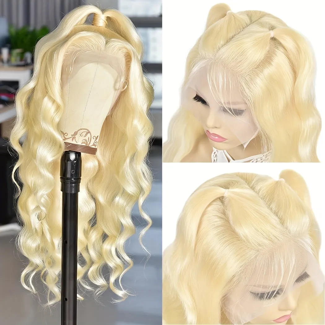 18A 30 Inch 613 Lace Front Wig Human Hair 13x5 HD Transparent Body Wave Wigs Human Hair Blonde Lace Front Wigs Human Hair Pre Plucked Glueless Wigs Human Hair Blonde Lace Frontal Human Hair Wigs 250% Density