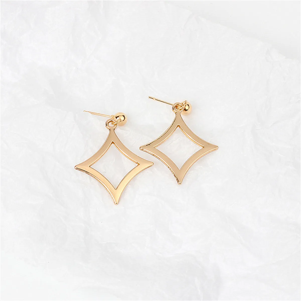18K Gold-Plated Open Rhombus Drop Earrings