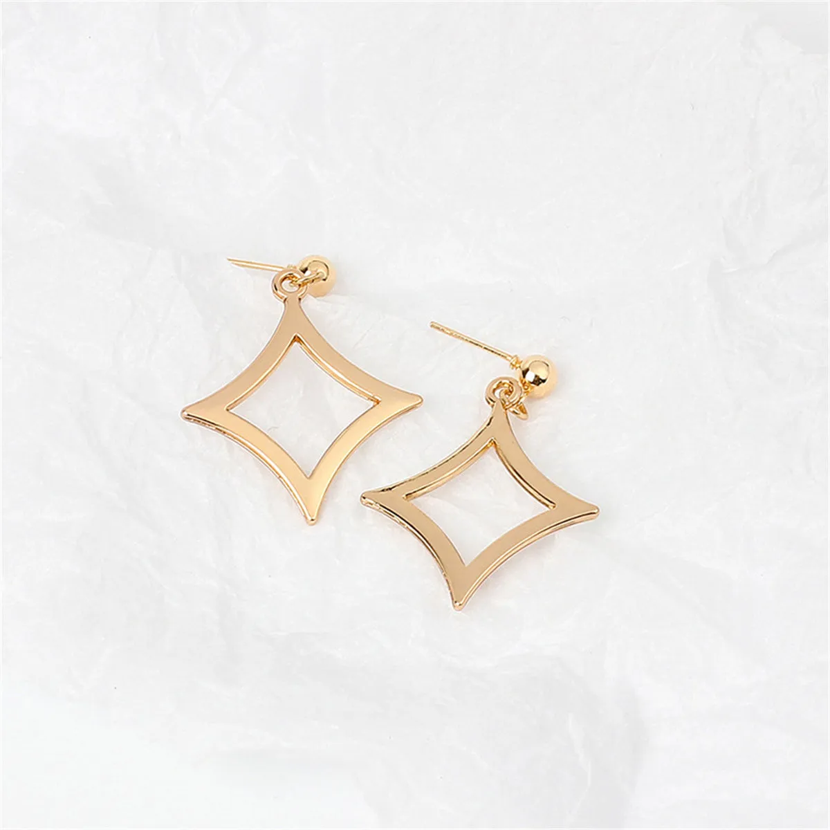 18K Gold-Plated Open Rhombus Drop Earrings