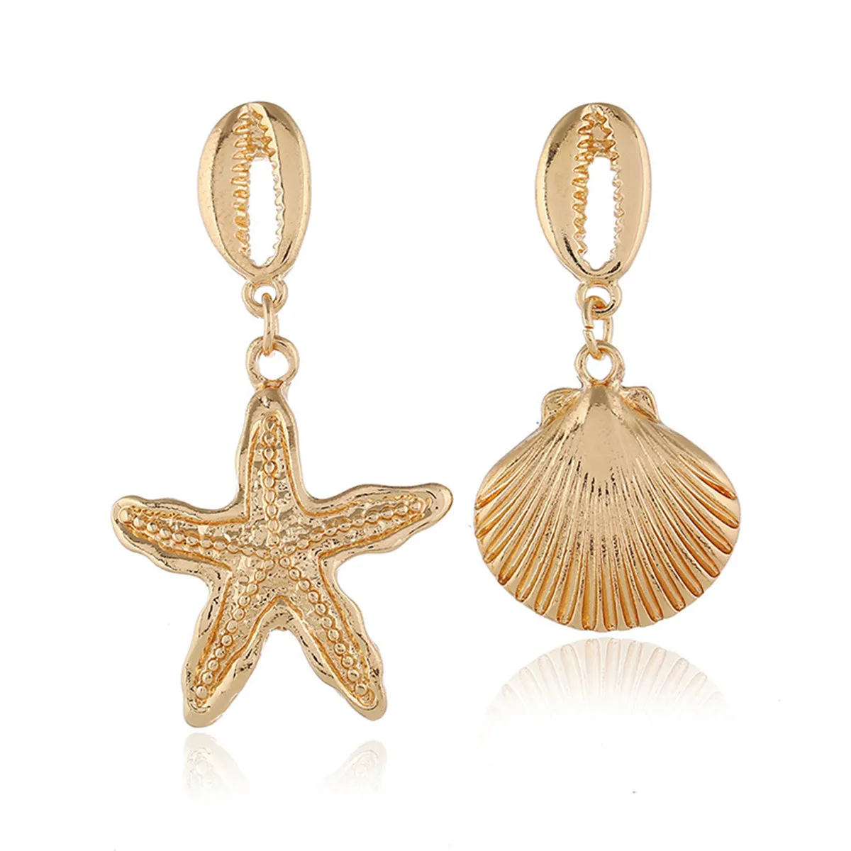 18K Gold-Plated Starfish & Shell Drop Earrings