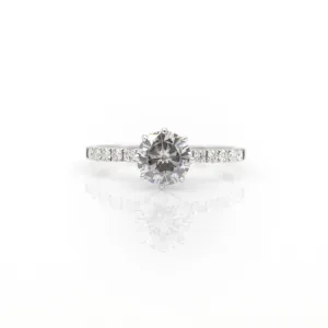 18K White Gold Vintage-Style Moissanite Ring