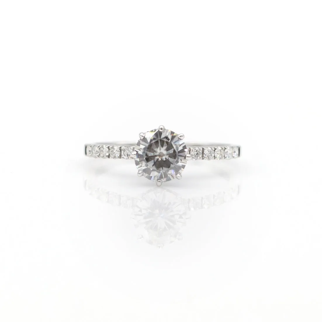 18K White Gold Vintage-Style Moissanite Ring