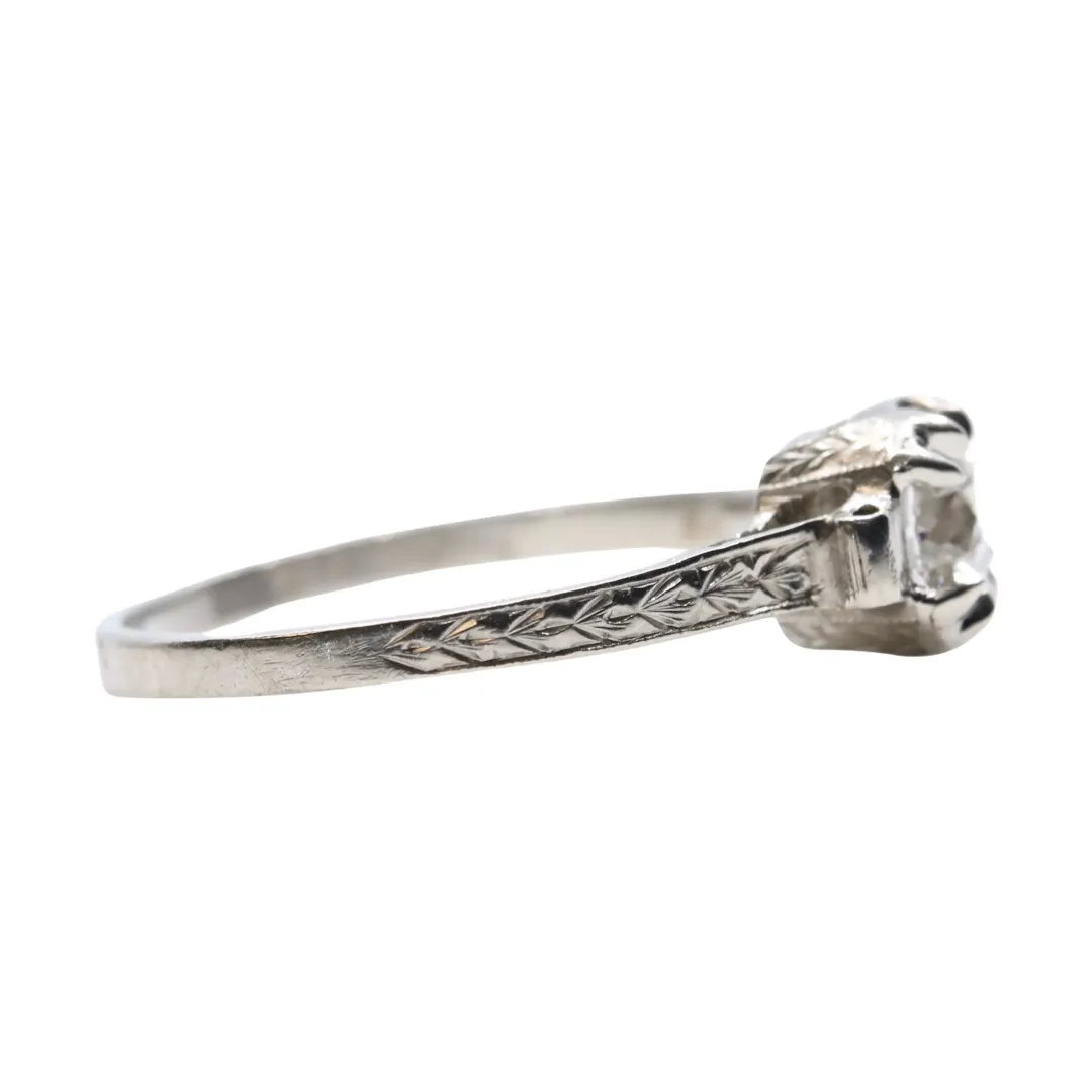 1920's Greek Revival Art Deco 0.80 Carat Diamond Engagement Ring in Platinum