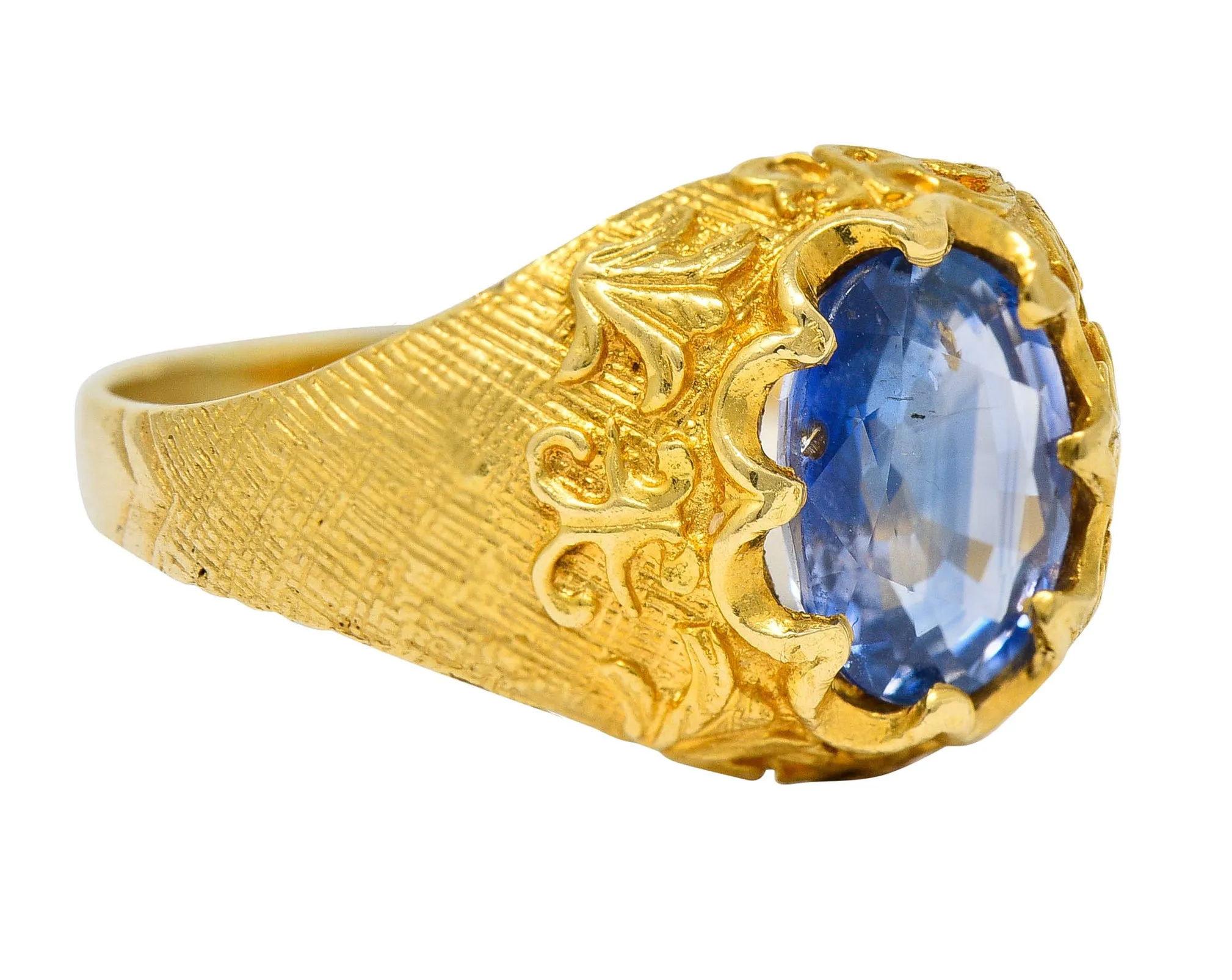 1962 Italian 1.50 CTW Sapphire 18 Karat Gold Gemstone Ring