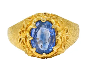 1962 Italian 1.50 CTW Sapphire 18 Karat Gold Gemstone Ring