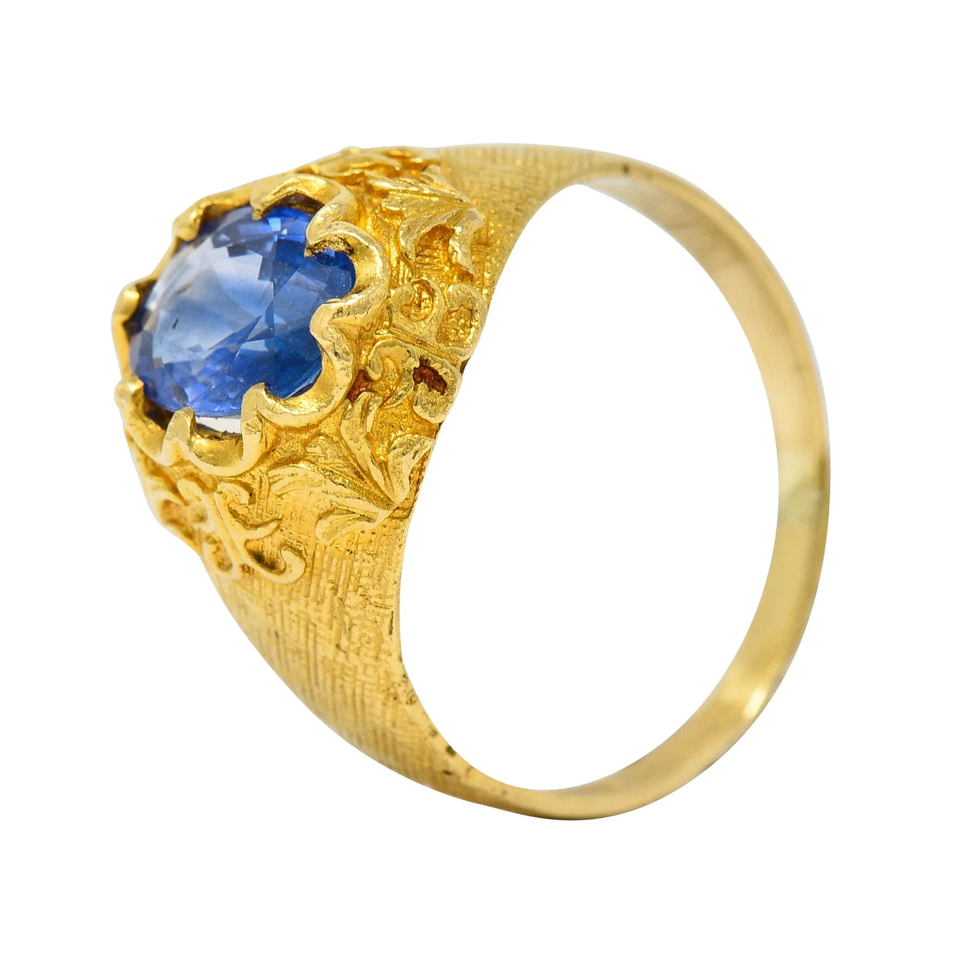 1962 Italian 1.50 CTW Sapphire 18 Karat Gold Gemstone Ring