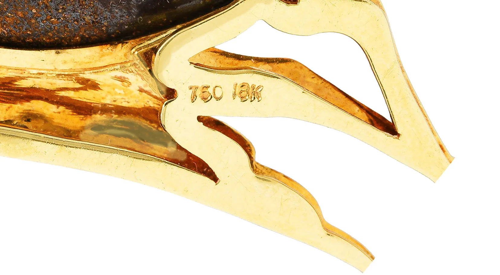 1980's Vintage Boulder Opal Ruby Diamond 18 Karat Yellow Gold Heron Bird Brooch