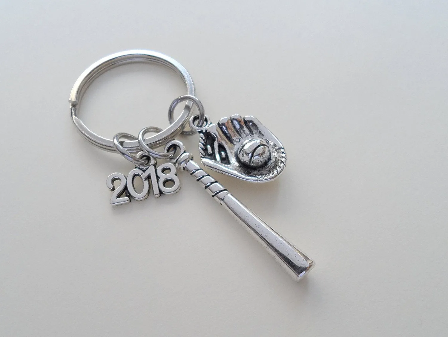 2018 Baseball Bat and Mitt Keychain and 2018 Charm - Glad to Have You on Our Team Keychain