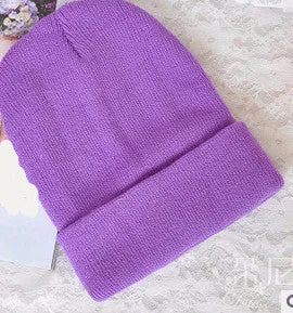 28 Colors Fashion Knitted Neon Women Beanie Girls Casual Cap Women's Warm Hats Unisex