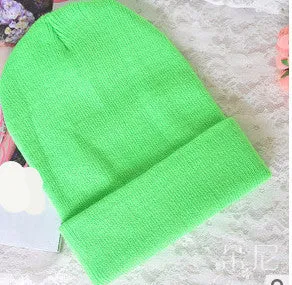 28 Colors Fashion Knitted Neon Women Beanie Girls Casual Cap Women's Warm Hats Unisex