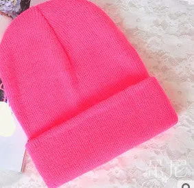 28 Colors Fashion Knitted Neon Women Beanie Girls Casual Cap Women's Warm Hats Unisex