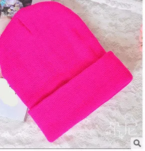 28 Colors Fashion Knitted Neon Women Beanie Girls Casual Cap Women's Warm Hats Unisex