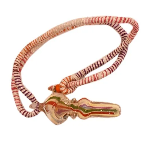3” Necklace Swirly Design Mini Glass Pipe - Color May Vary - (1, 5, or 10 Count)