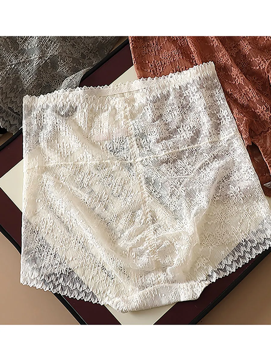 3 Pieces Women Artsy Lace High Waist Underwear