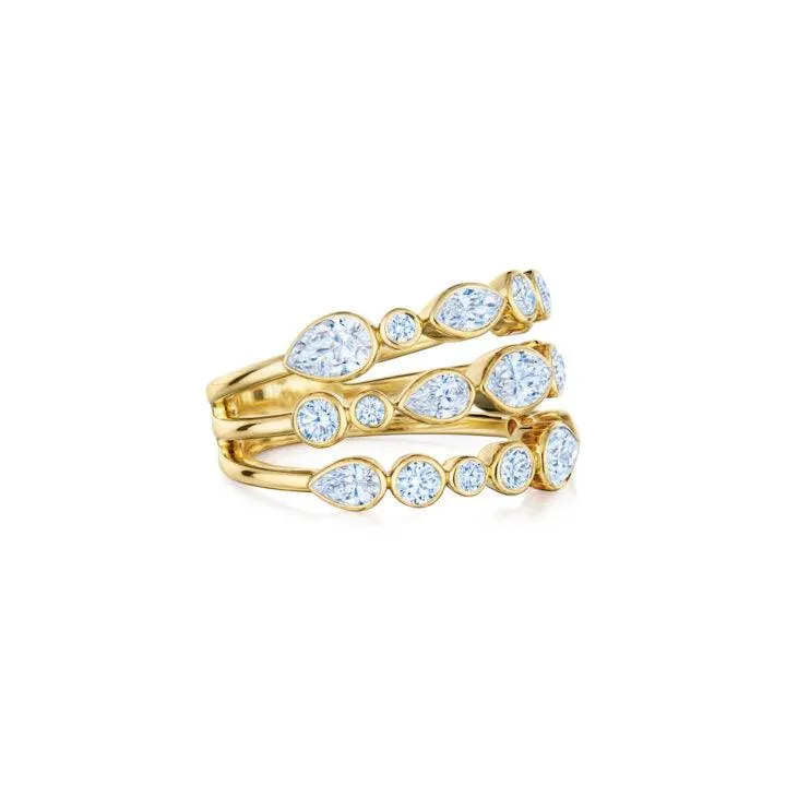 3-Row Ring with Mixed Shape Diamonds