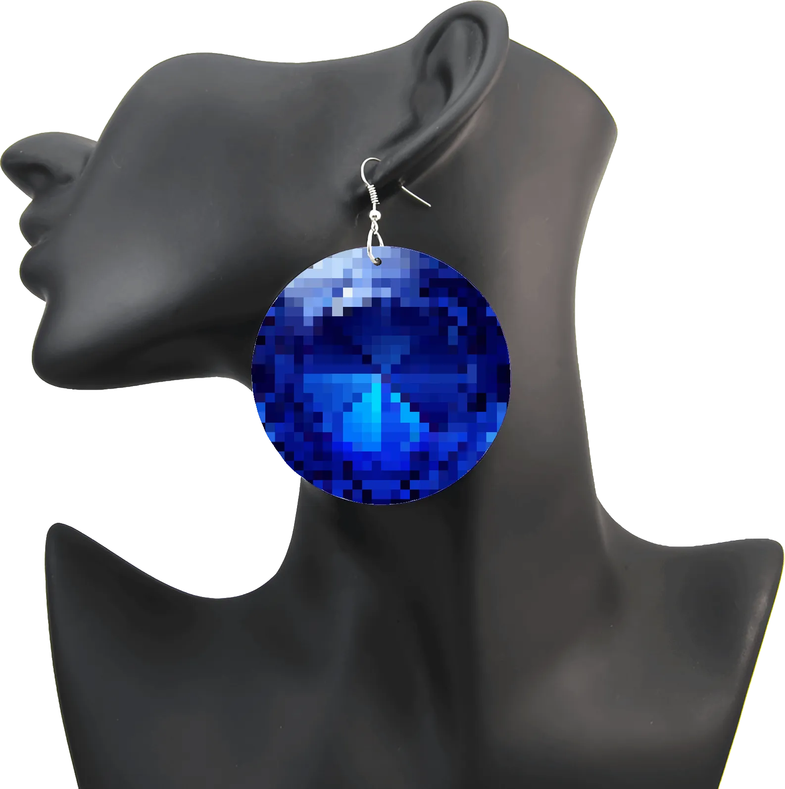 8-bit Deep Blue Sapphire Earrings