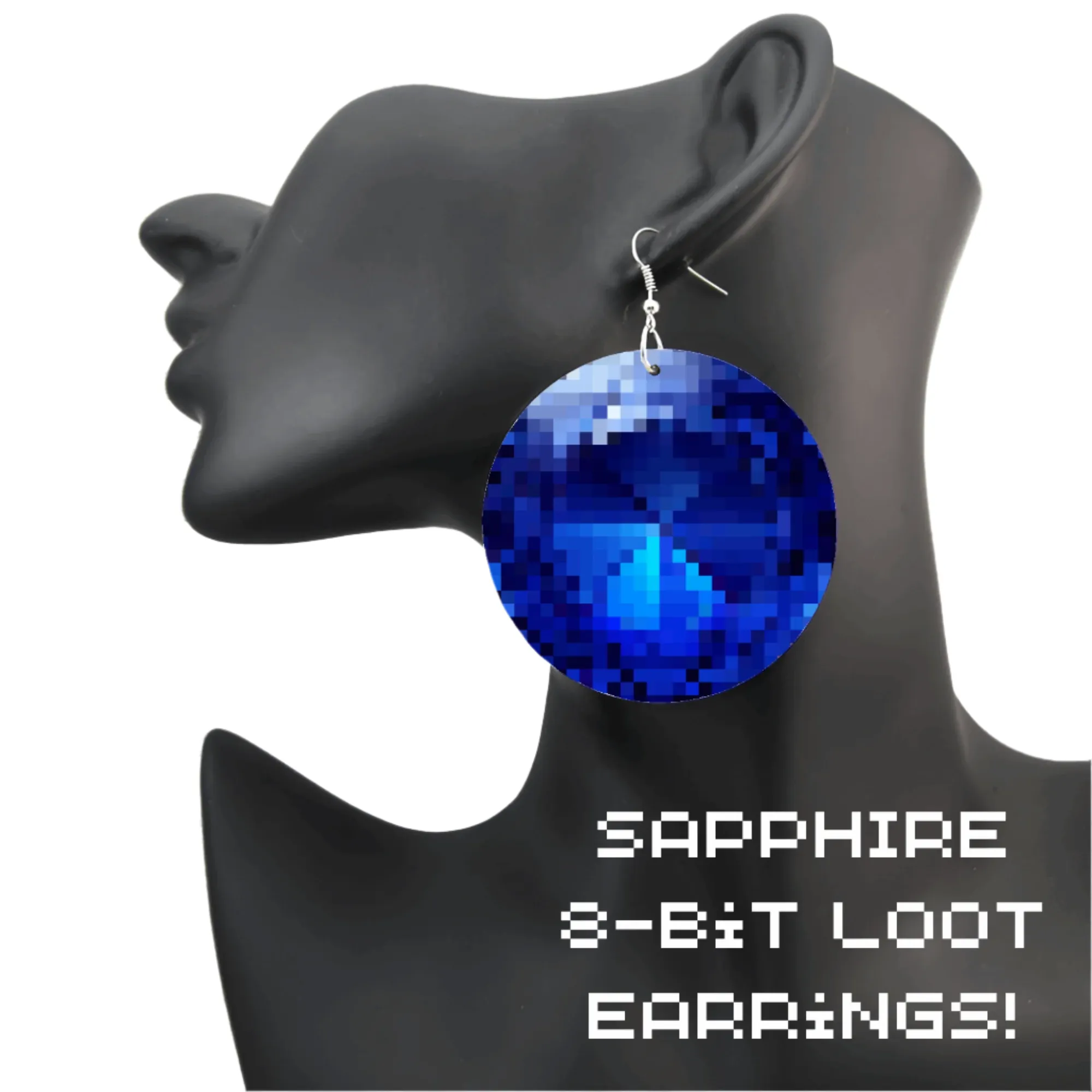 8-bit Deep Blue Sapphire Earrings