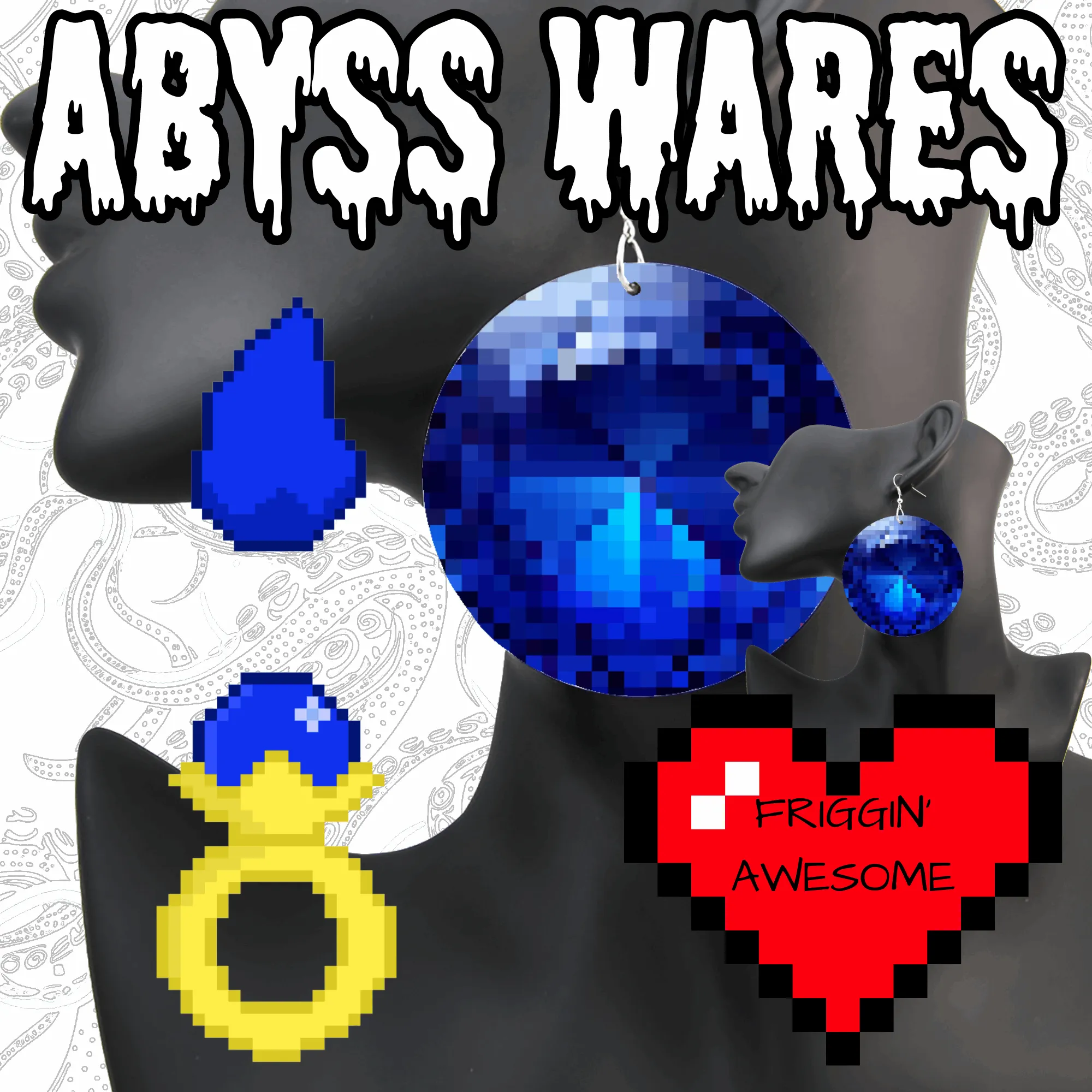 8-bit Deep Blue Sapphire Earrings