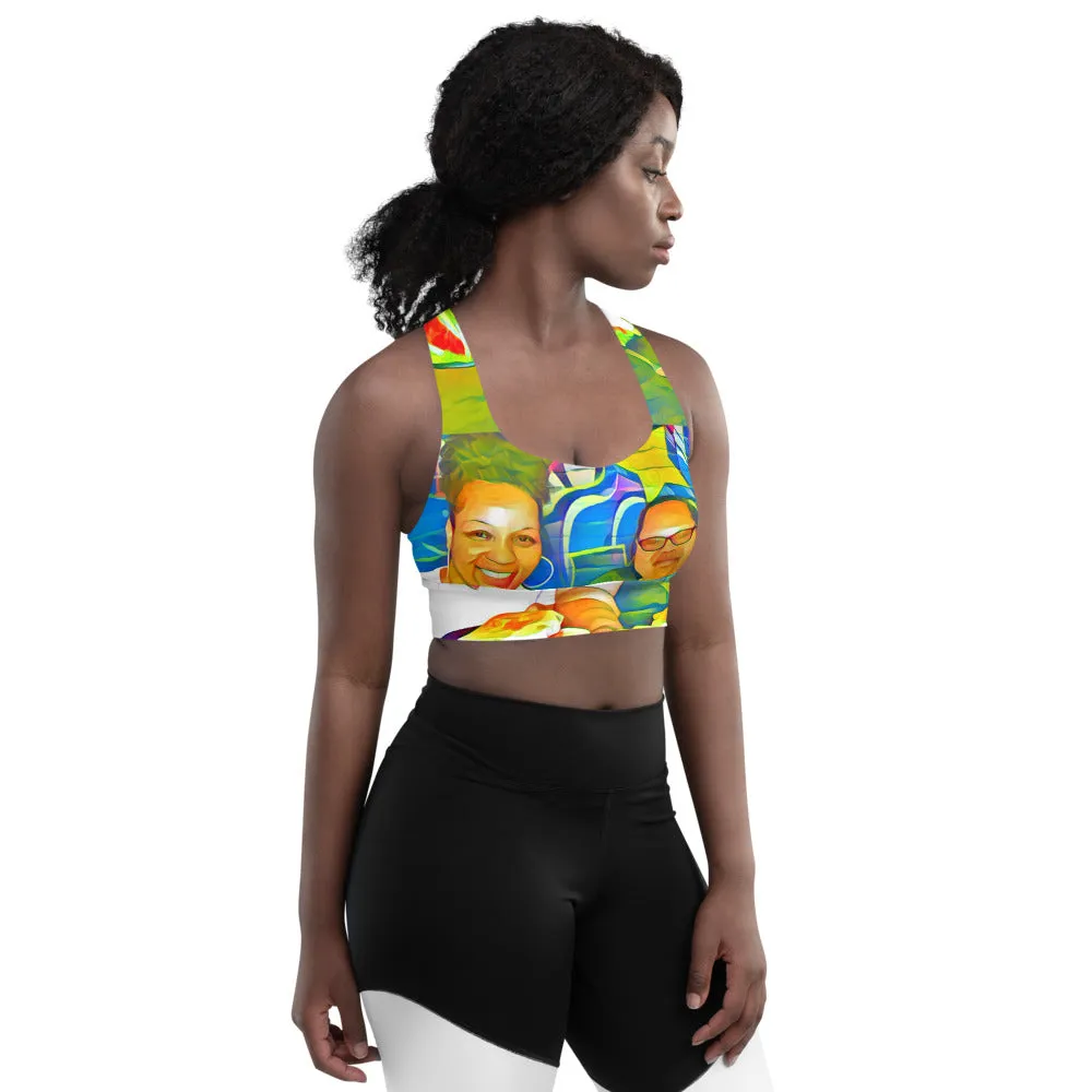 Airfros And Babyhairs Blue Mukbang Print Sports Bra