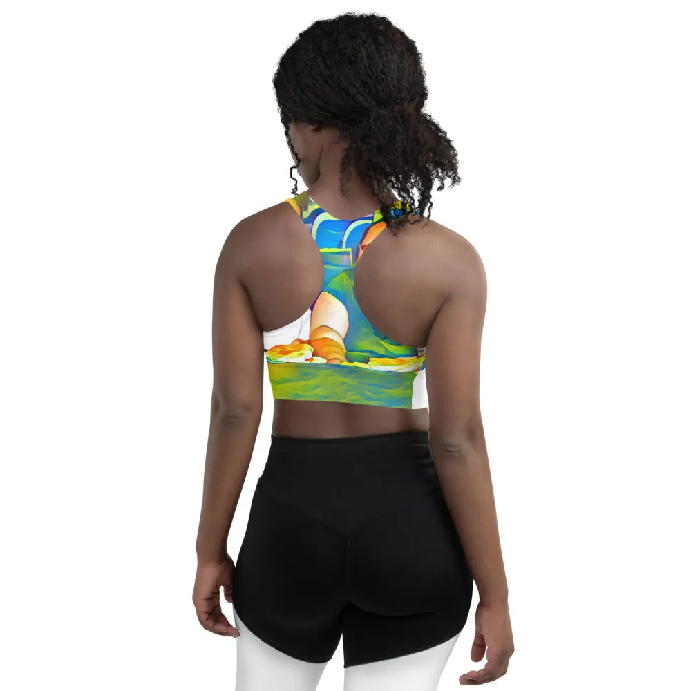 Airfros And Babyhairs Blue Mukbang Print Sports Bra