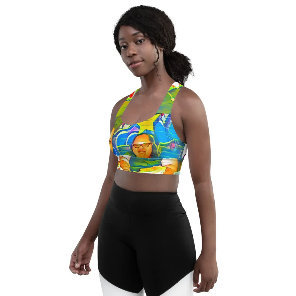 Airfros And Babyhairs Blue Mukbang Print Sports Bra