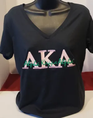 AKA (Script Letter)V-NECK TEE (Black)