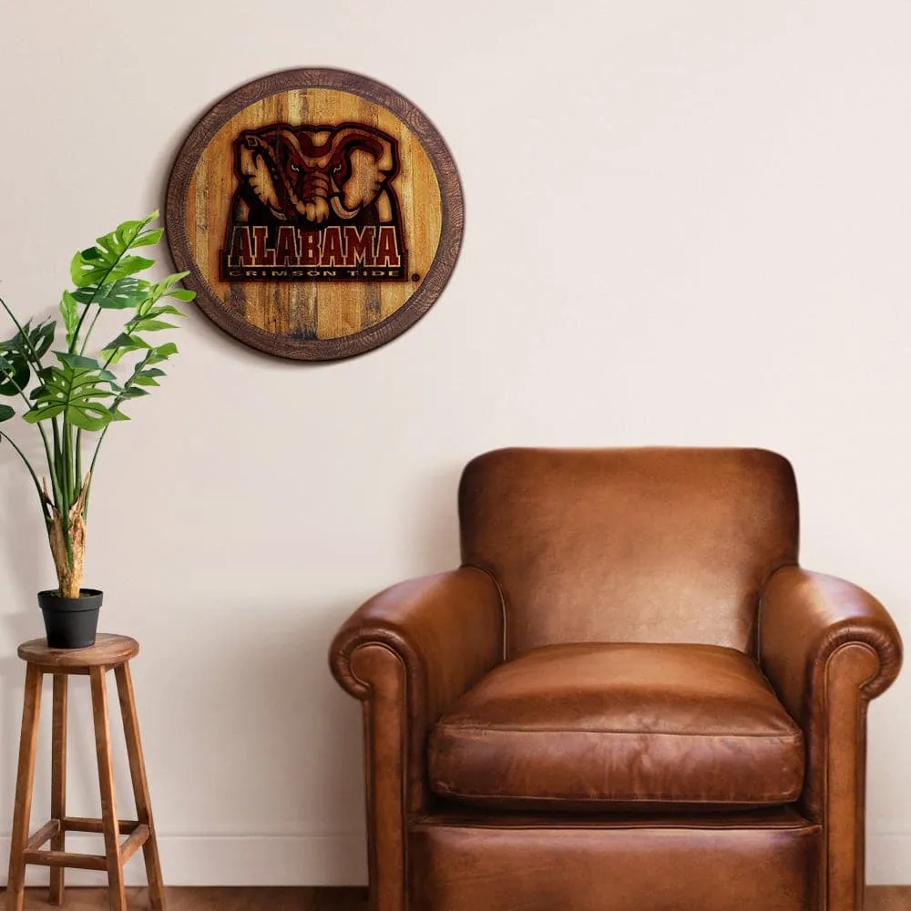 Alabama Crimson Tide: Al Logo - Branded "Faux" Barrel Top Sign