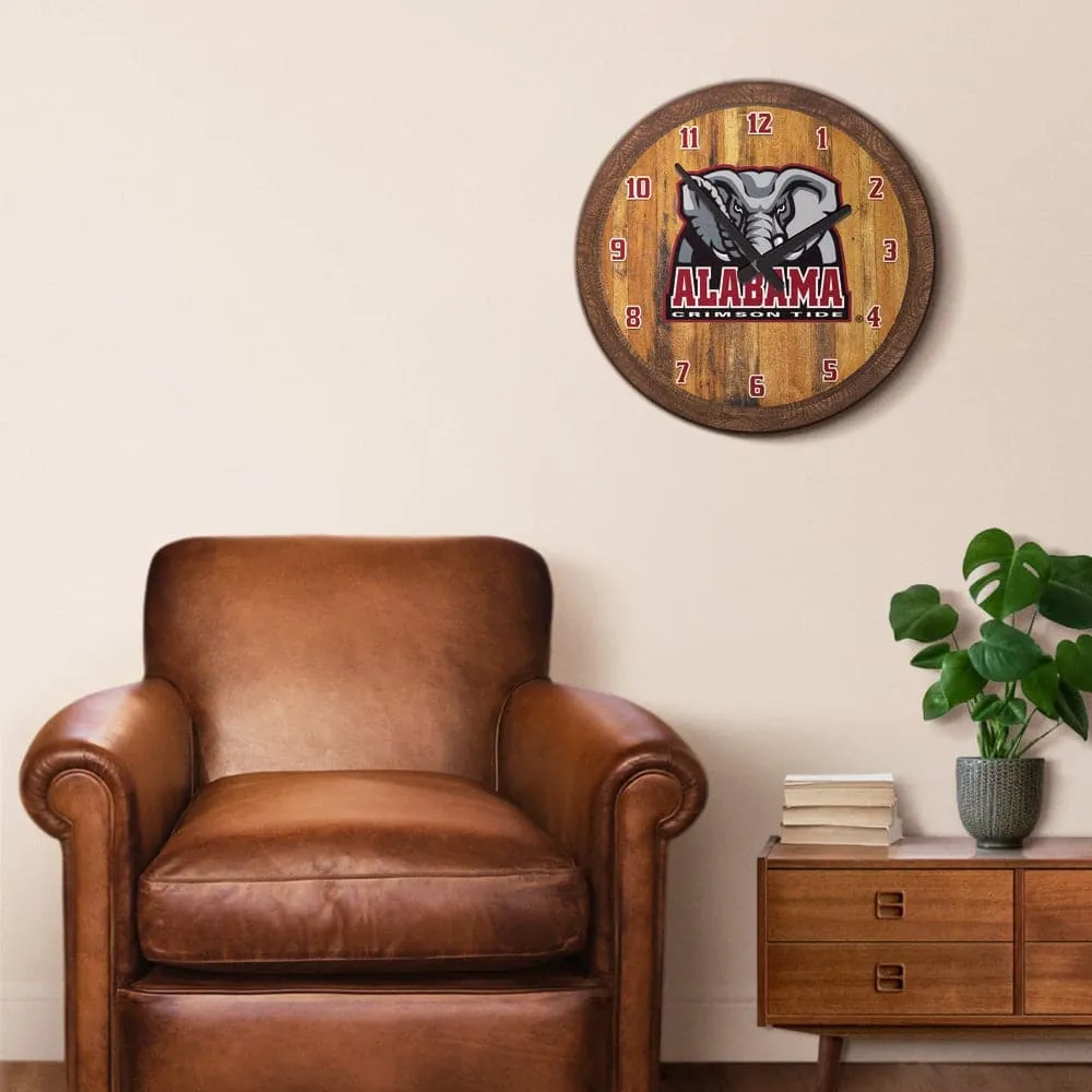 Alabama Crimson Tide: Al Logo -  "Faux" Barrel Top Wall Clock