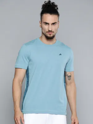 Alcis Men Blue Solid Slim Fit Gym T-shirt