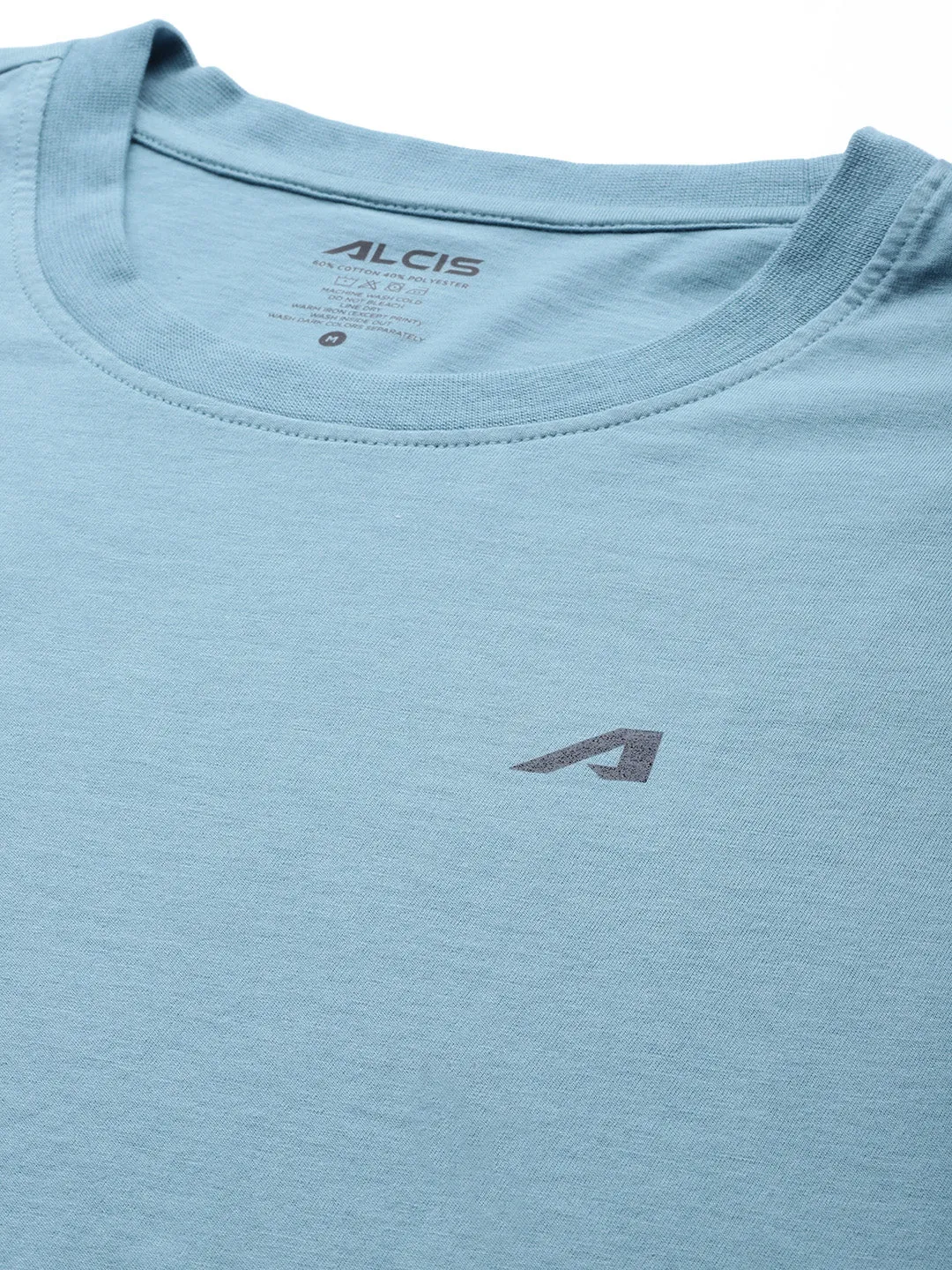 Alcis Men Blue Solid Slim Fit Gym T-shirt