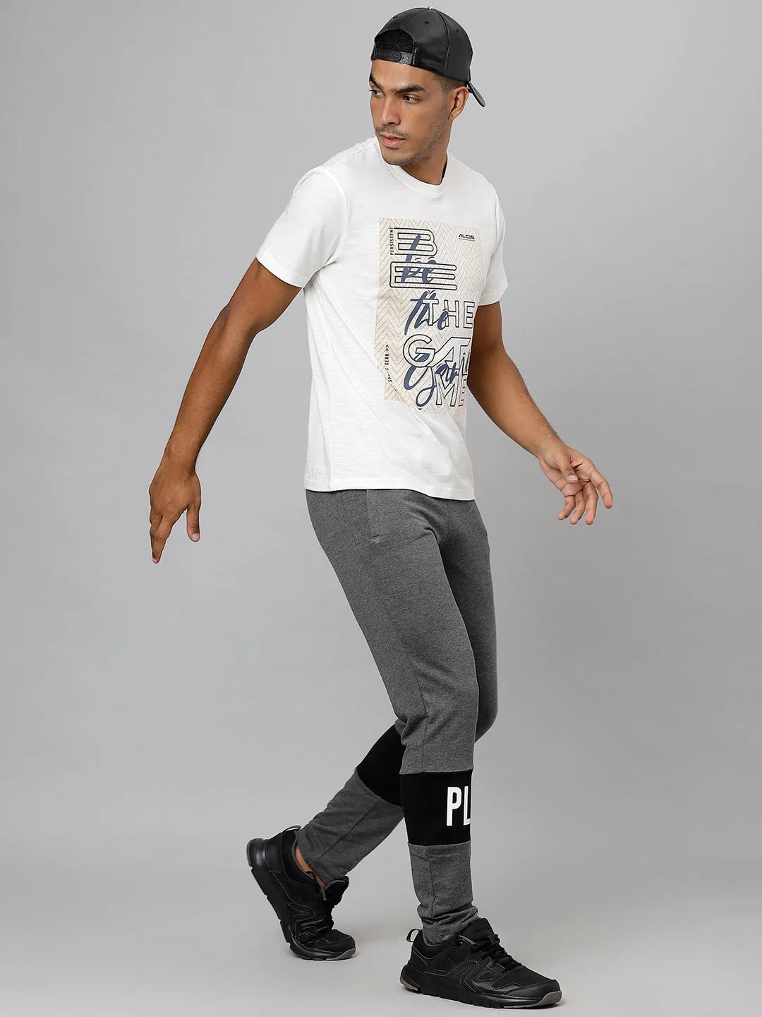 ALCIS Men Printed White Tee T-Shirt