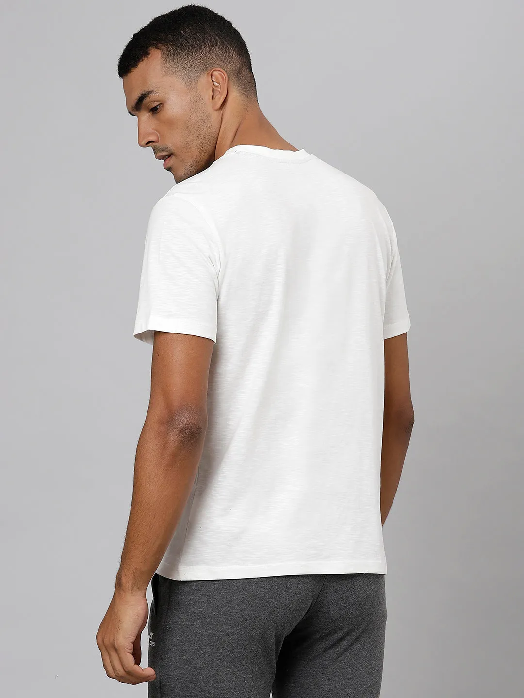 ALCIS Men Printed White Tee T-Shirt