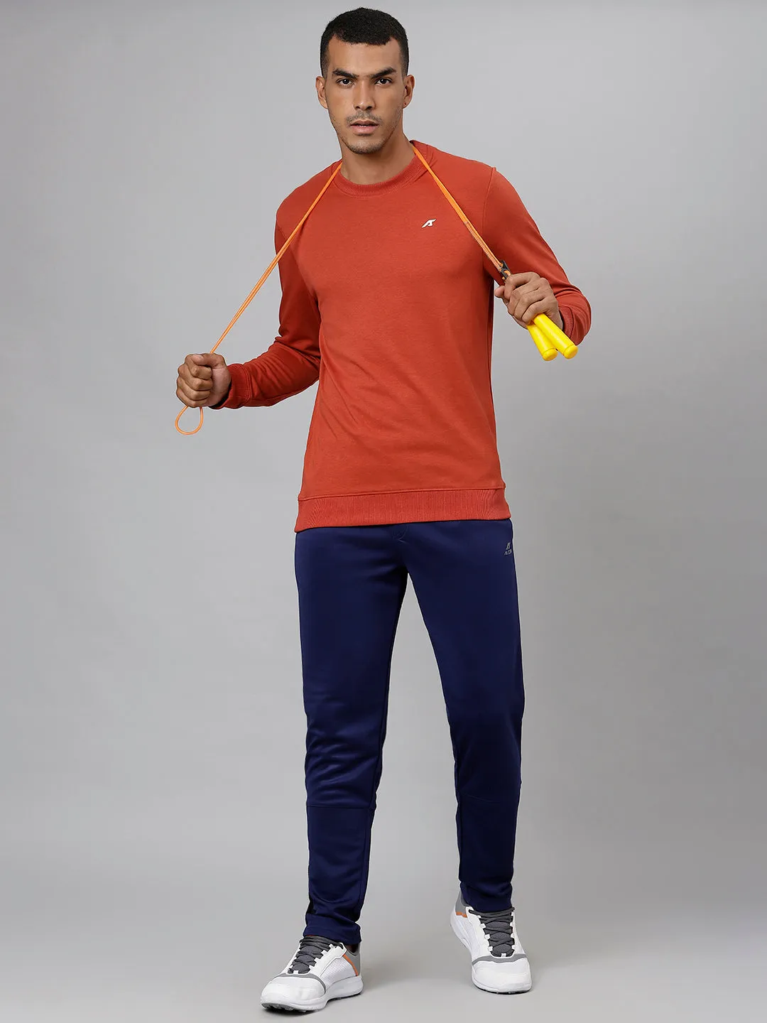 ALCIS Men Solid Red Sweatshirt