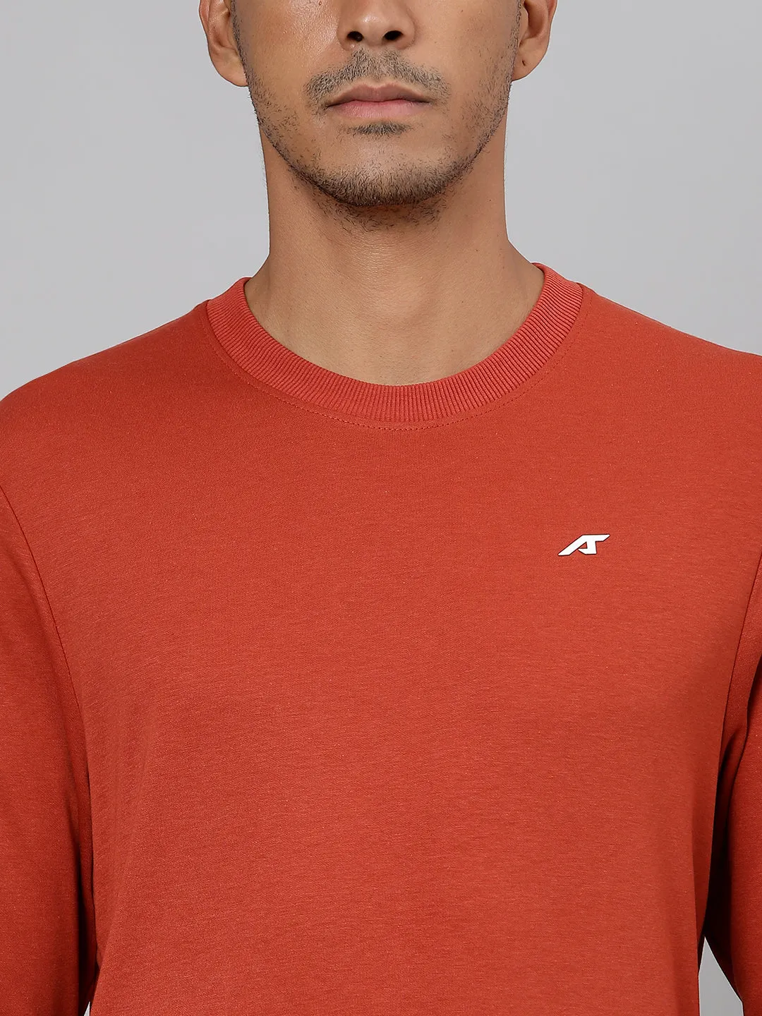 ALCIS Men Solid Red Sweatshirt