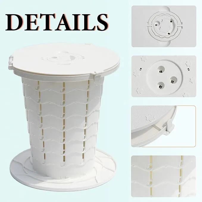 ALEVMOOM Portable Toilet for Adults Outdoor Camping Adjustable Folding Toilet with 6 Garbage Bags,2.8 Pounds Lightweight Portable Potty for Travel/Boat/Road Trips/Beach White
