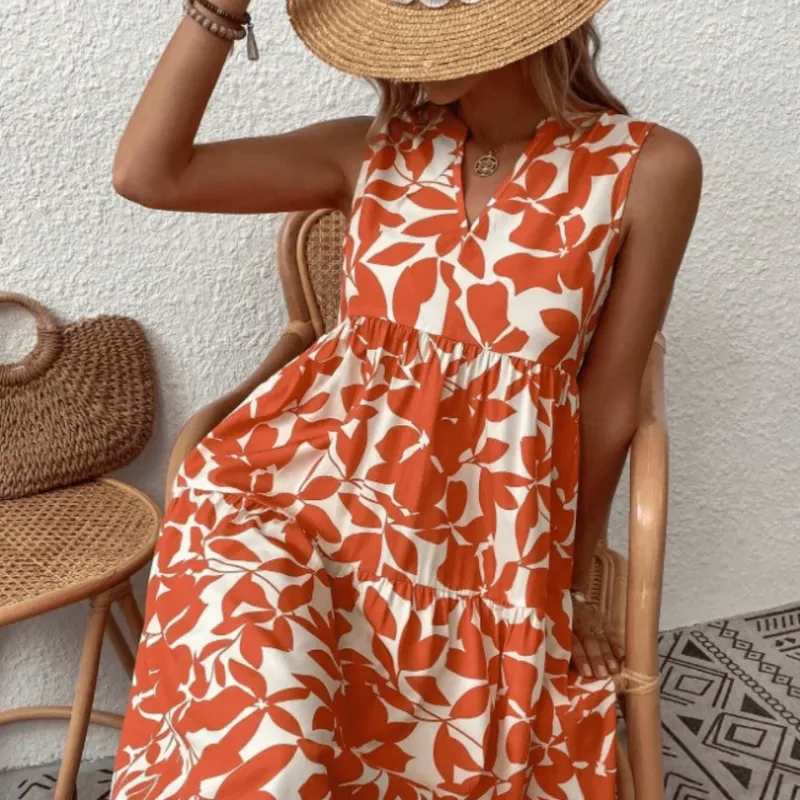 Alma | Women's Sleeveless Floral Summer Dress | Midi