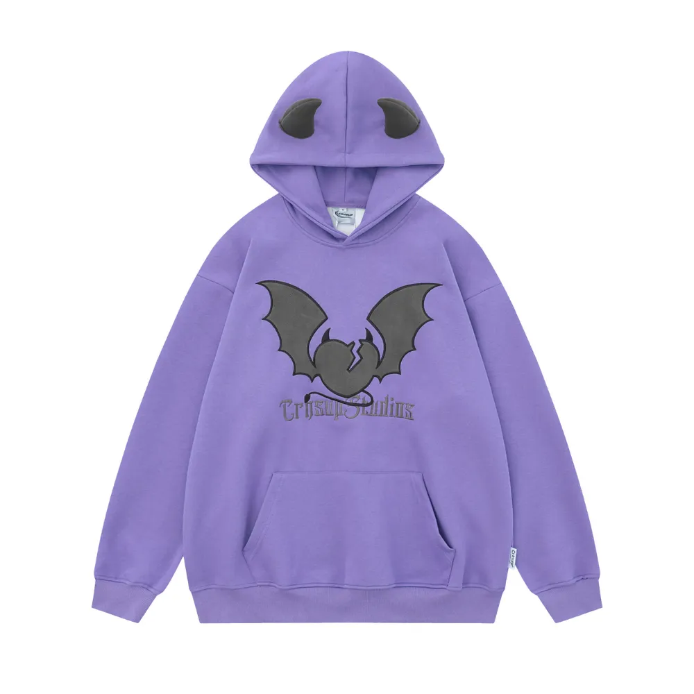 American Bat Embroidery Couple Hoodie