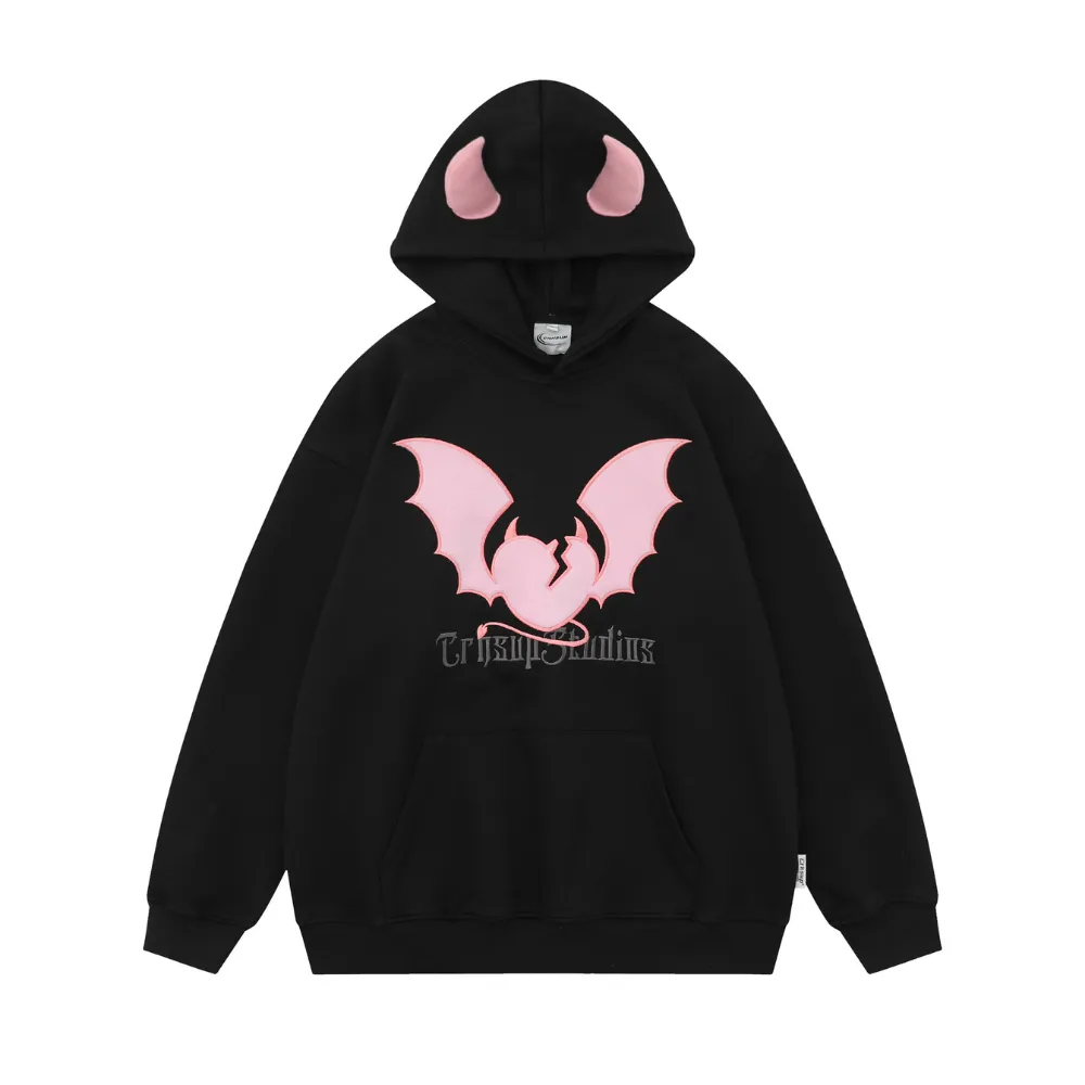 American Bat Embroidery Couple Hoodie
