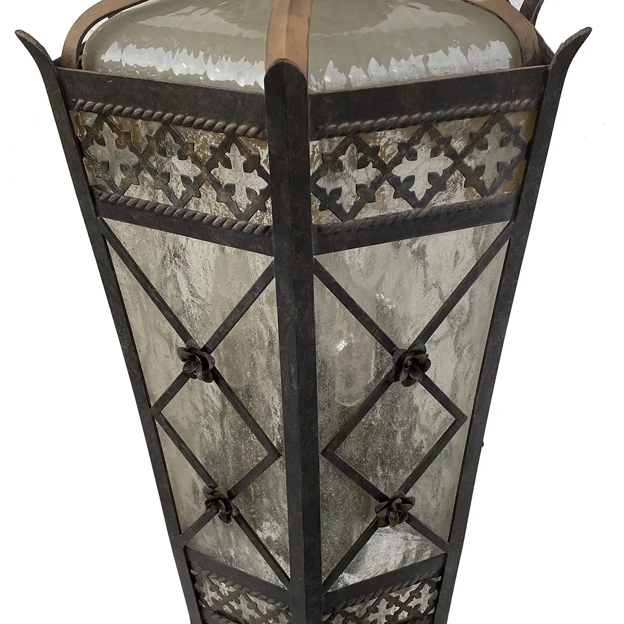 American Fine Art Lamps Chateau Brass and Glass Five-Light Outdoor Post Lantern