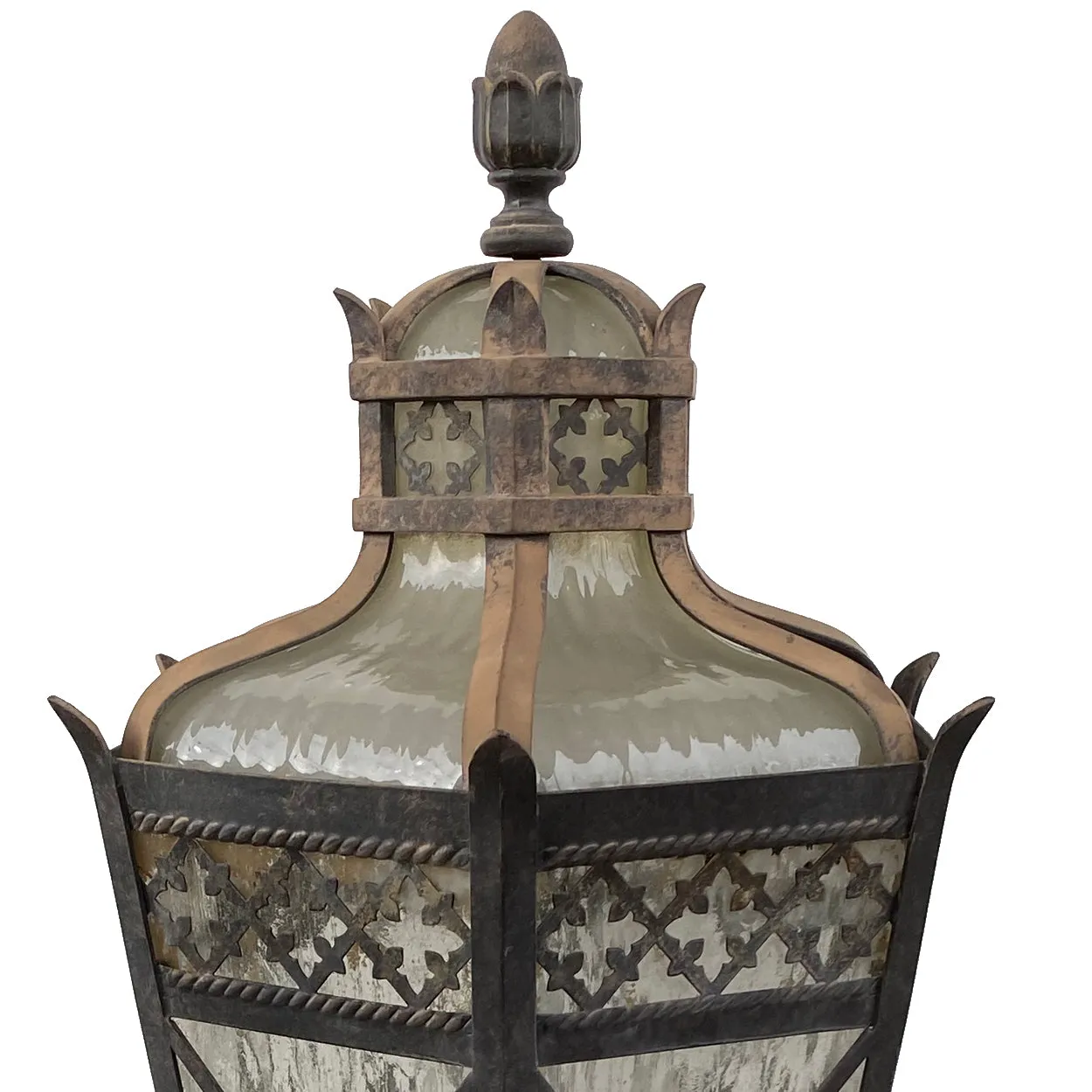 American Fine Art Lamps Chateau Brass and Glass Five-Light Outdoor Post Lantern