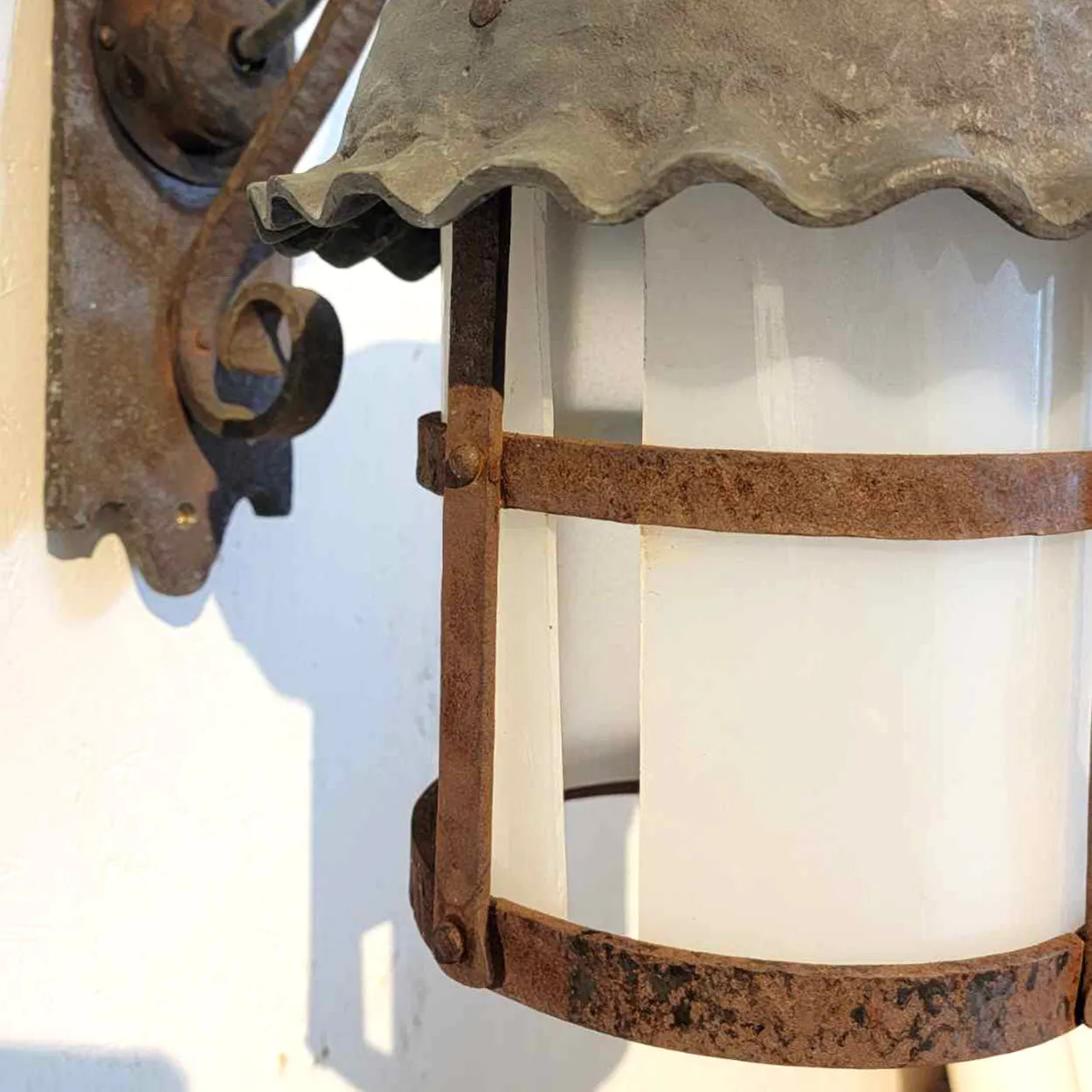 American Lafayette Hughes Mansion Exterior Wrought Iron One-Light Lantern Sconce