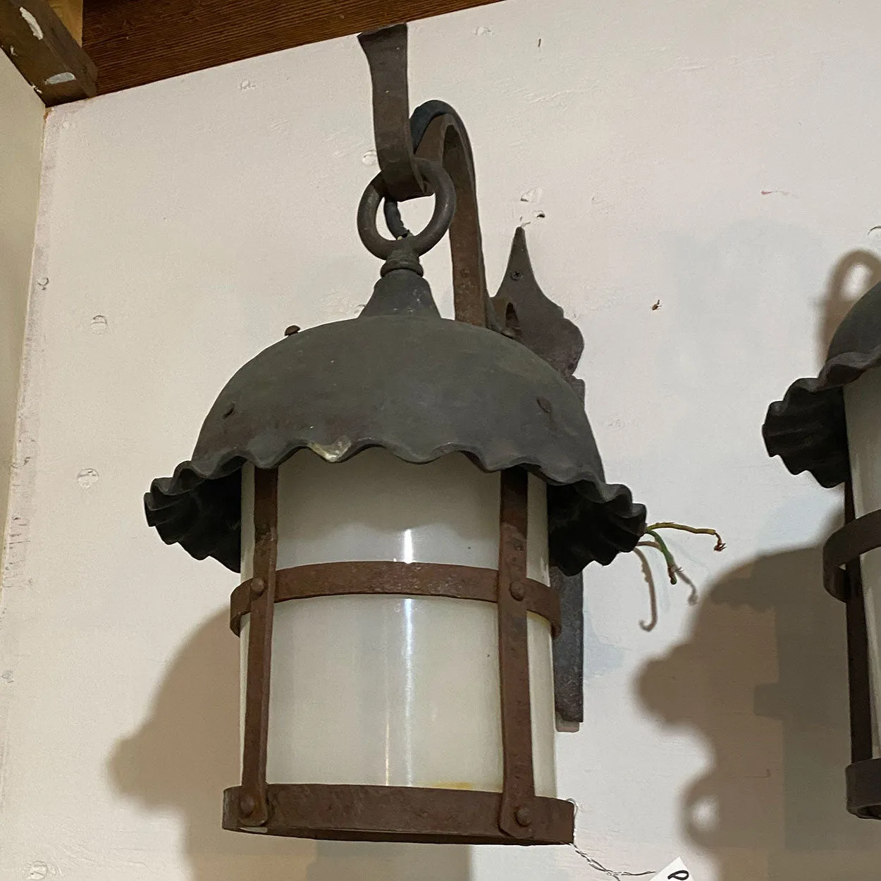 American Lafayette Hughes Mansion Exterior Wrought Iron One-Light Lantern Sconce