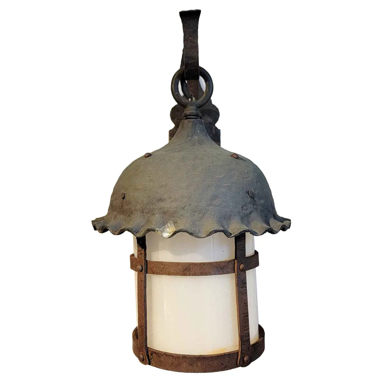 American Lafayette Hughes Mansion Exterior Wrought Iron One-Light Lantern Sconce
